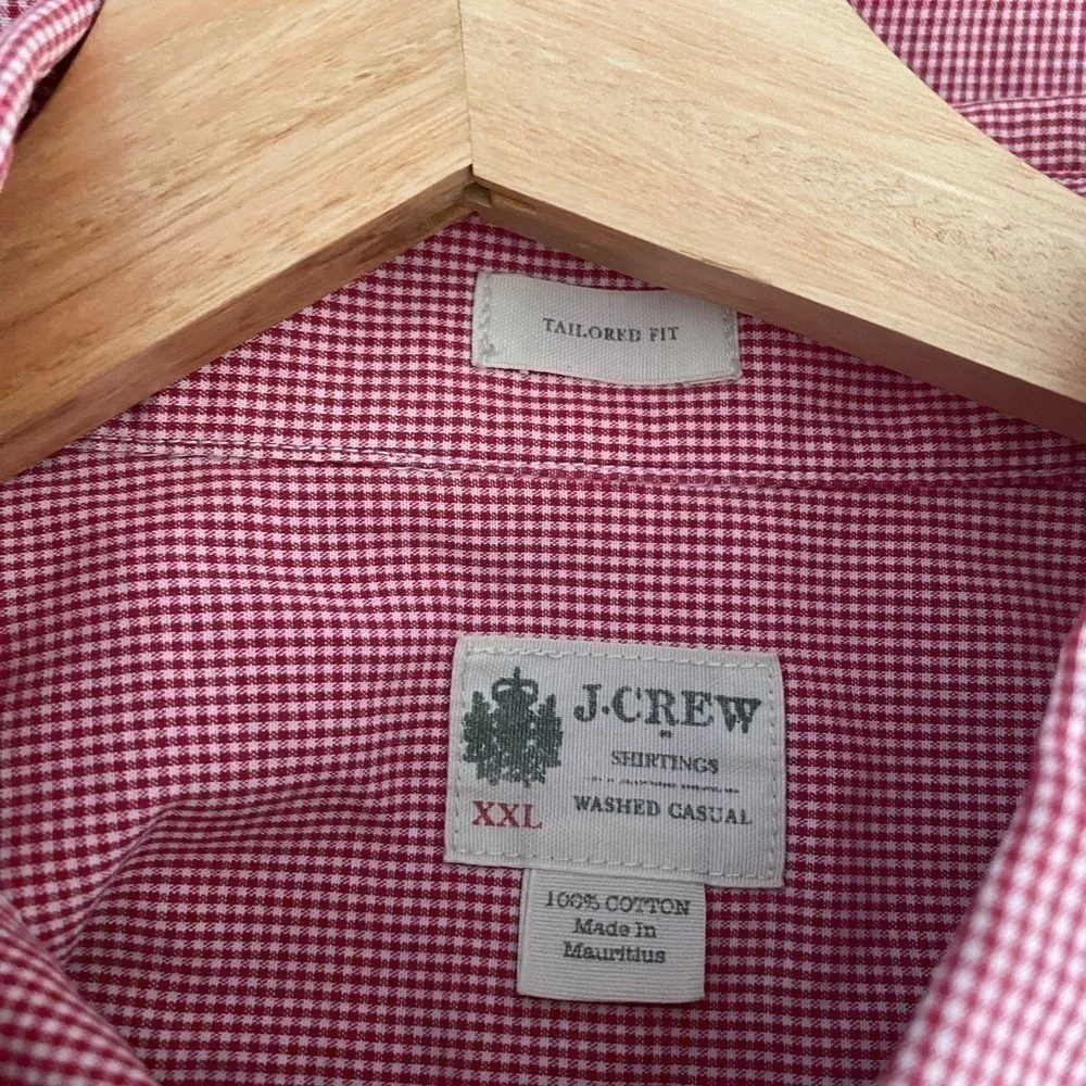 J Crew Button Down Shirt Mens XXL Large Long Sleeve Casual Red White Checker